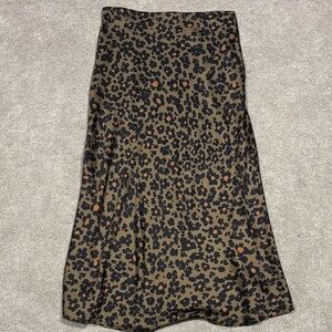 Molly Bracken Leopard Print Midi Skirt